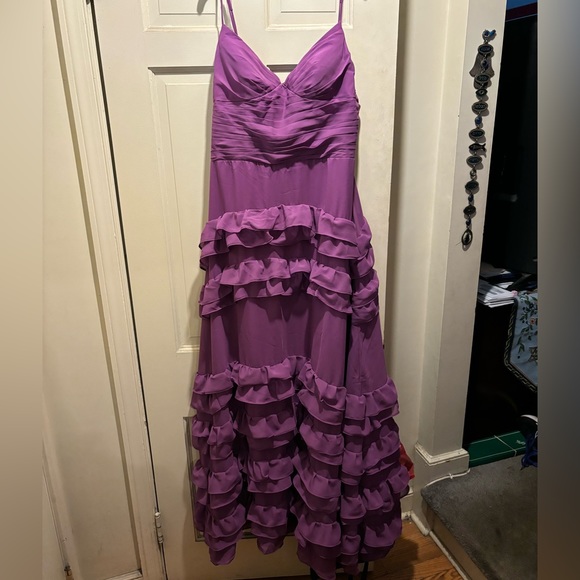 A Line V Neck Purple Gown/Prom Dress - Picture 3 of 4